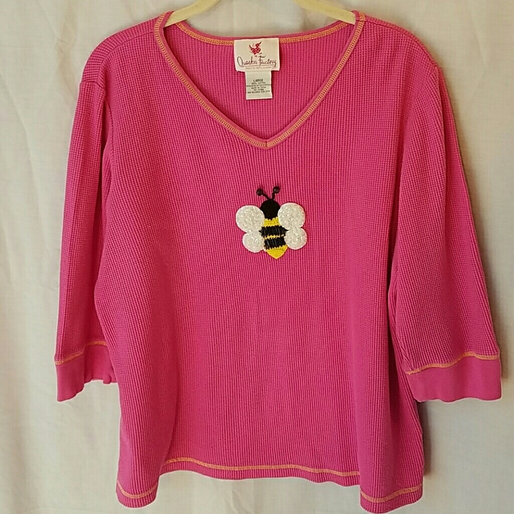 Quacker Factory Sz L Pink Jersey Style Bumblebee